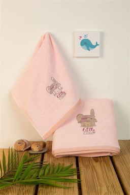 DIMCOL Σετ Βρεφικές Πετσέτες Rabbit Girl Pink (2 Τεμάχια)