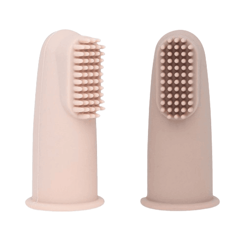 MINENE Βρεφικές Δαχτυλικές Οδοντόβουρτσες Σιλικόνης Light Pink (3+ μηνών)