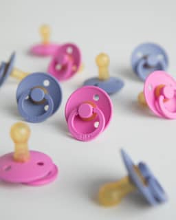 BIBS Σετ Στρογγυλές Πιπίλες Latex Colour Bubblegum/Peri (0-6 μηνών)