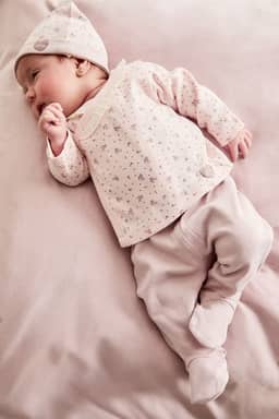 YATSI BABY Βρεφικό Βαμβακερό Σετ Ρούχων Interlock Lilac Garden With Flowers