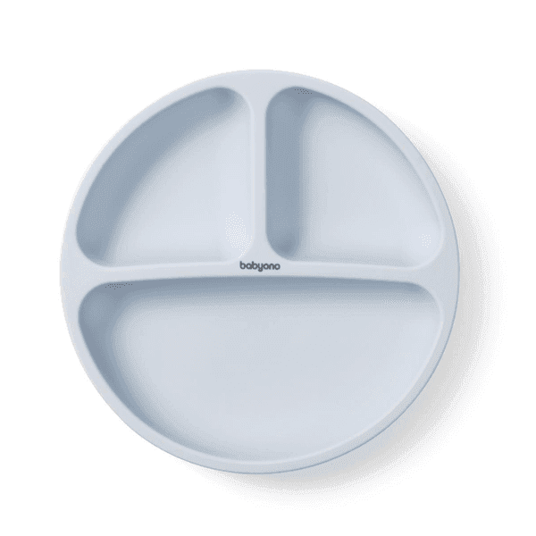 BABYONO Πιάτο Σιλικόνης Με Χωρίσματα Και Βεντούζα Blue (6+μηνών)