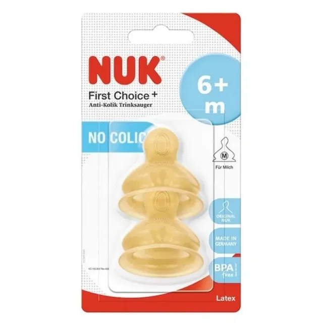 NUK Θηλές Καουτσούκ First Choice Plus Μεσαία Οπή (6+ μηνών)
