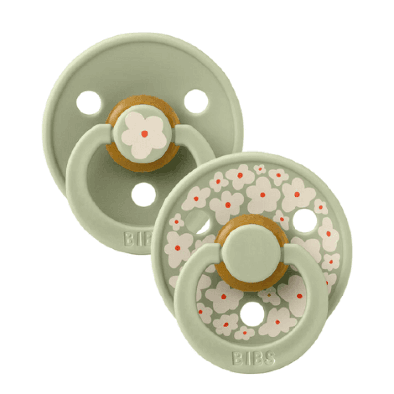 BIBS Σετ Στρογγυλές Πιπίλες Latex Studio Colour Jasmine Sage Mix (0-6 μηνών)