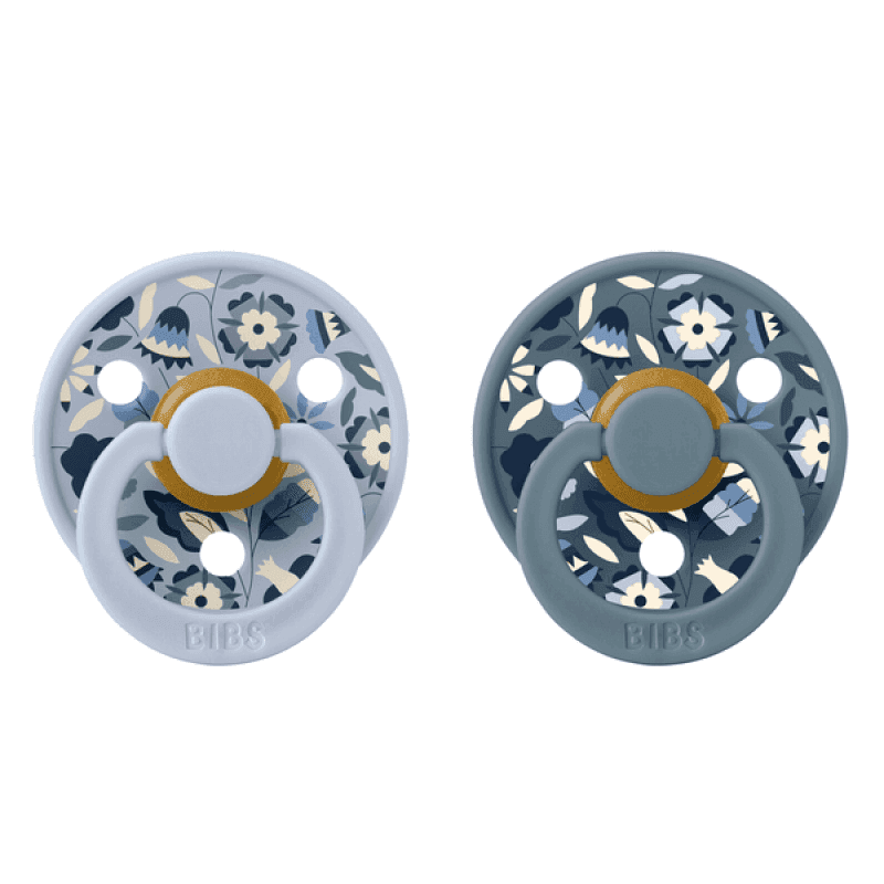 BIBS x LIBERTY Σετ Στρογγυλές Πιπίλες Latex Colour Bobo Dusty Blue Mix (0-6 μηνών)