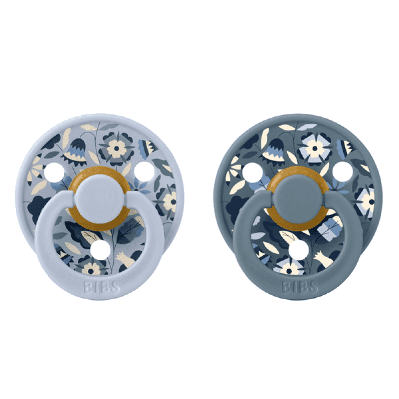 BIBS x LIBERTY Σετ Στρογγυλές Πιπίλες Latex Colour Bobo Dusty Blue Mix (0-6 μηνών)