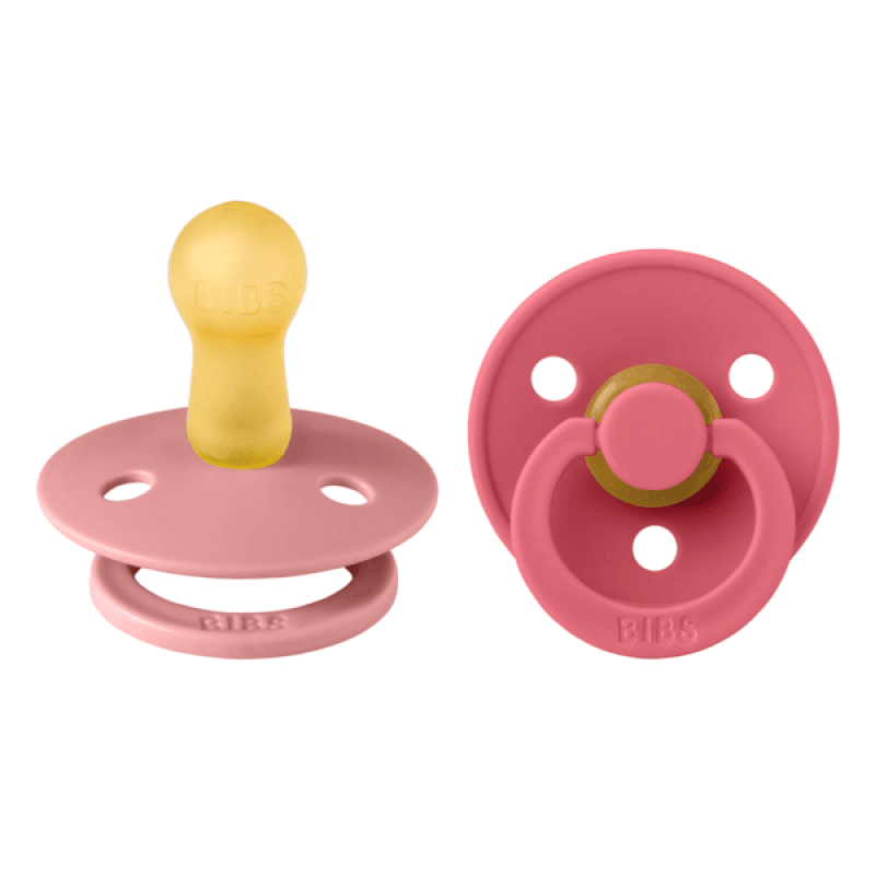 BIBS Σετ Στρογγυλές Πιπίλες Latex Colour Dusty Pink/Coral (6-18 μηνών)