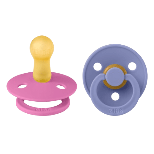 BIBS Σετ Στρογγυλές Πιπίλες Latex Colour Bubblegum/Peri (6-18 μηνών)