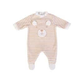 FS BABY Βρεφικό Βελουτέ Μακρυμάνικο Φορμάκι Bear & Stripes