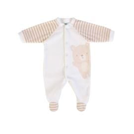 FS BABY Βρεφικό Βελουτέ Μακρυμάνικο Φορμάκι Cute Little Bear & Stripes