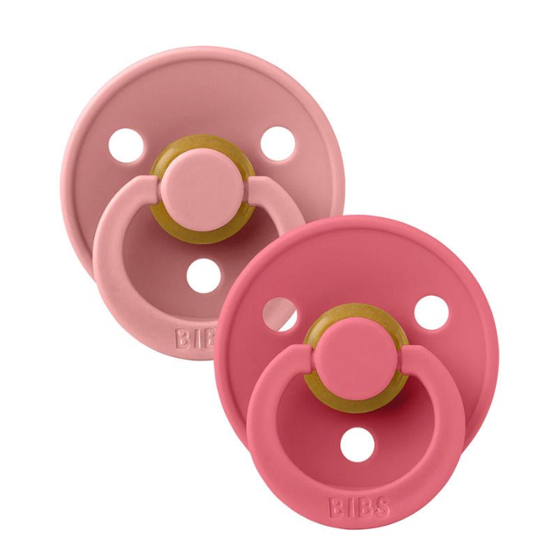 BIBS Σετ Στρογγυλές Πιπίλες Latex Colour Dusty Pink/Coral (6-18 μηνών)