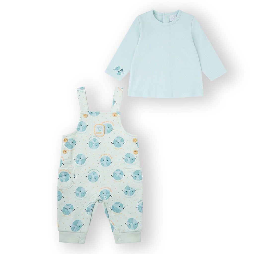 YATSI BABY Βρεφική Φούτερ Σαλοπέτα Με Μακρυμάνικο Μπλουζάκι Super Fun Planet