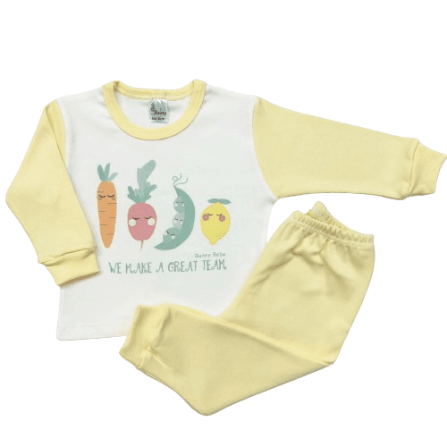 BUNNY BEBE Βρεφικές Πιτζάμες Veggies Light Yellow