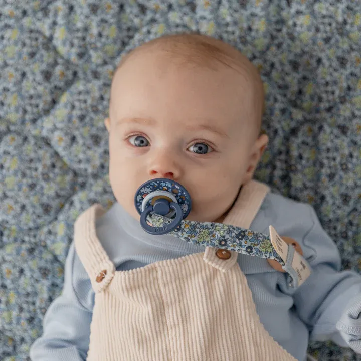 BIBS x LIBERTY Σετ Στρογγυλές Πιπίλες Latex Colour Bobo Dusty Blue Mix (0-6 μηνών)