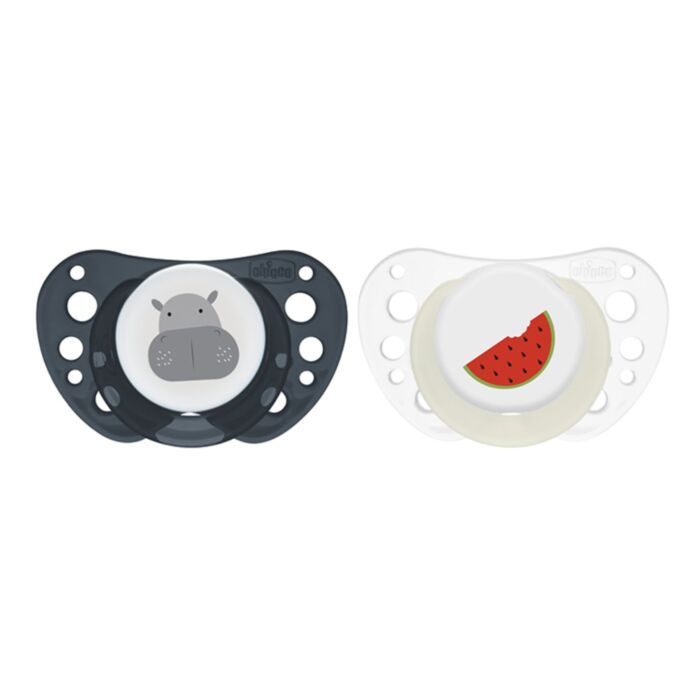 CHICCO Σετ Πιπίλες Σιλικόνης Physio Forma Air Hippo & Watermelon (16-36 μηνών)