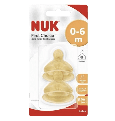 NUK Θηλές Καουτσούκ First Choice Plus Μεσαία Οπή (0-6 μηνών)