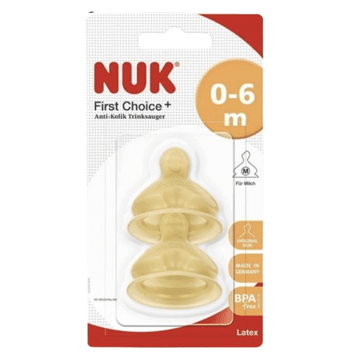NUK Θηλές Καουτσούκ First Choice Plus Μεσαία Οπή (0-6 μηνών)