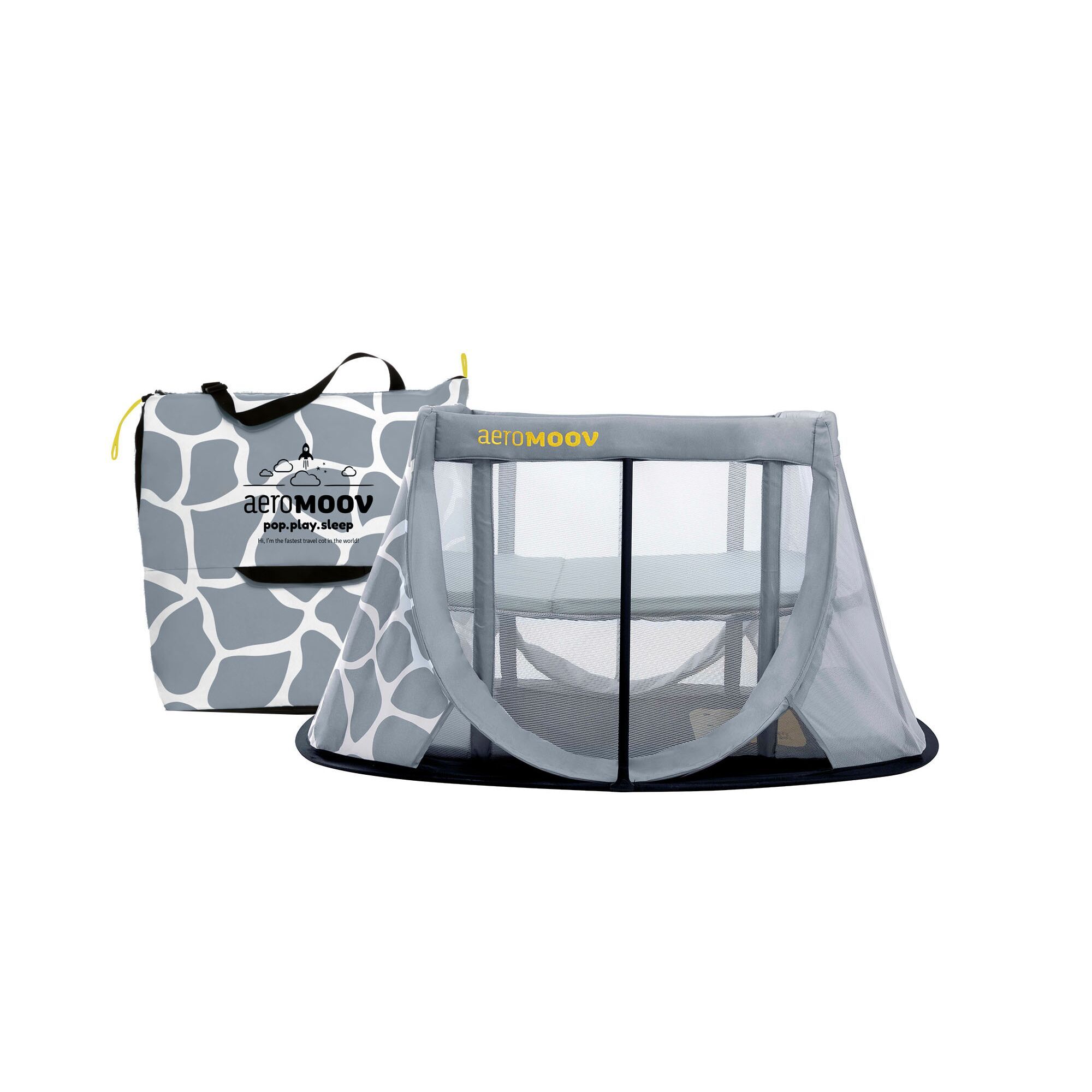 AEROMOOV Αναδιπλούμενο Παρκοκρέβατο 2 Επιπέδων Instant Travel Cot Giraph Sky