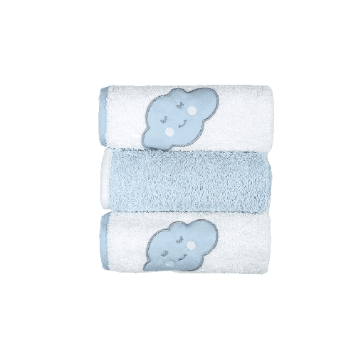 BABY STAR Σετ Πανάκια Ώμου Πετσετέ Σύννεφο Σιέλ (3 Τεμάχια)