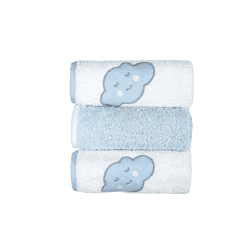 BABY STAR Σετ Πανάκια Ώμου Πετσετέ Σύννεφο Σιέλ (3 Τεμάχια)