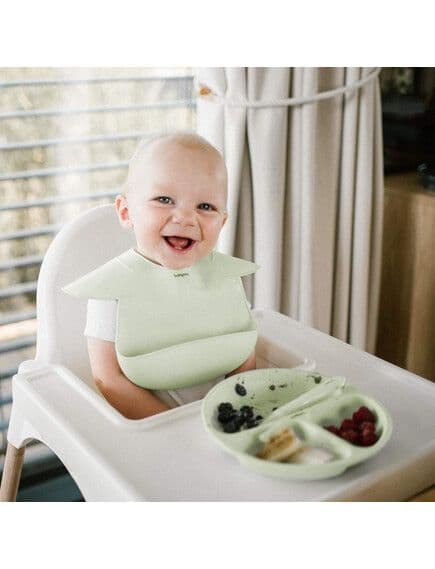 BABYONO Βρεφική Σαλιάρα Σιλικόνης Με Τσέπη Pastel Mint (6+ μηνών)