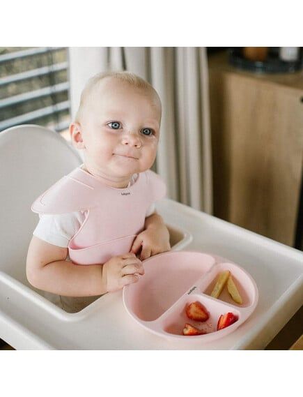 BABYONO Βρεφική Σαλιάρα Σιλικόνης Με Τσέπη Baby Pink (6+ μηνών)