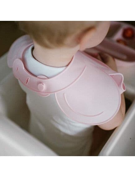 BABYONO Βρεφική Σαλιάρα Σιλικόνης Με Τσέπη Baby Pink (6+ μηνών)