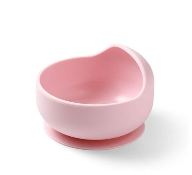 BABYONO Μπωλ Φαγητού Σιλικόνης Για Μωρά Με Βεντούζα Baby Pink (6+ μηνών)