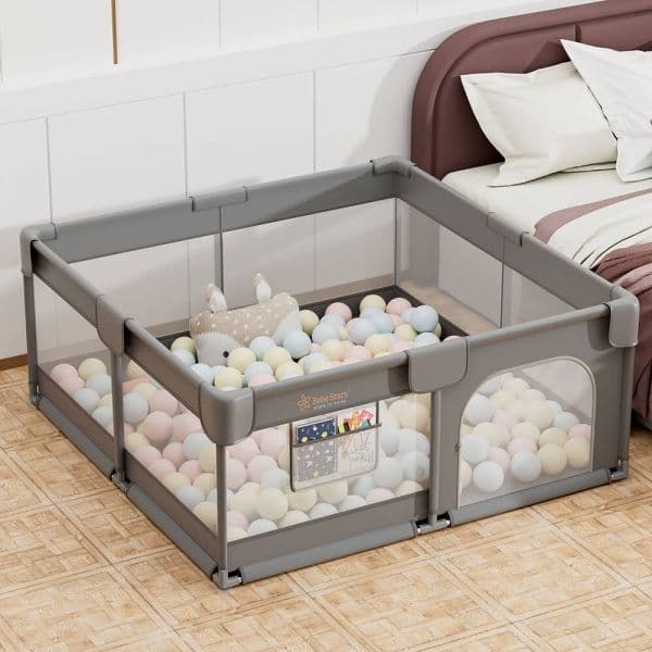 BEBE STARS Μεγάλο Πάρκο Για Μωρά Τετράγωνο Playzen Grey 150×150cm