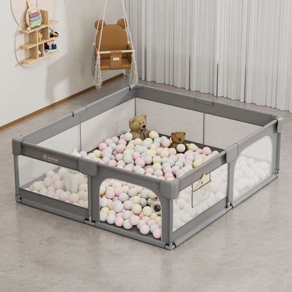 BEBE STARS Μεγάλο Πάρκο Για Μωρά Ορθογώνιο Playzen Grey 180×200cm