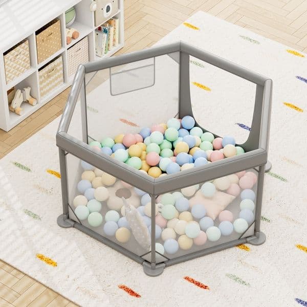 BEBE STARS Εξάγωνο Πάρκο Για Μωρά Nestile Grey 135×135cm