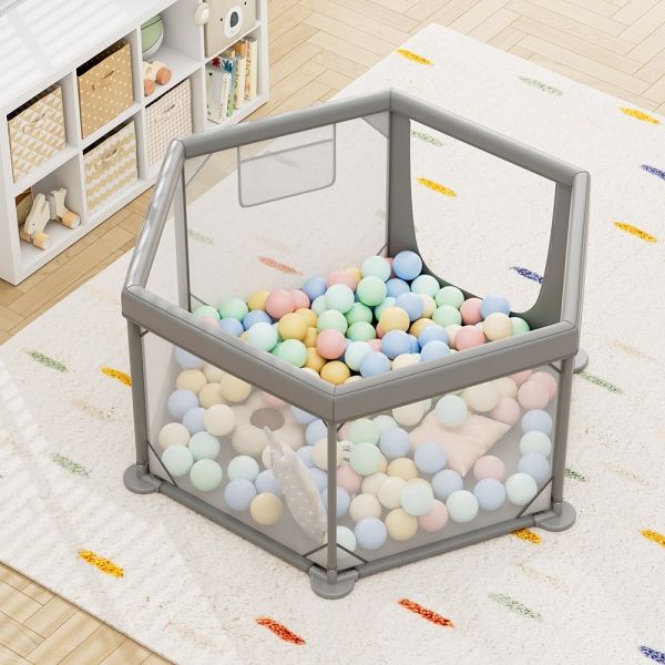 BEBE STARS Εξάγωνο Πάρκο Για Μωρά Nestile Grey 135×135cm