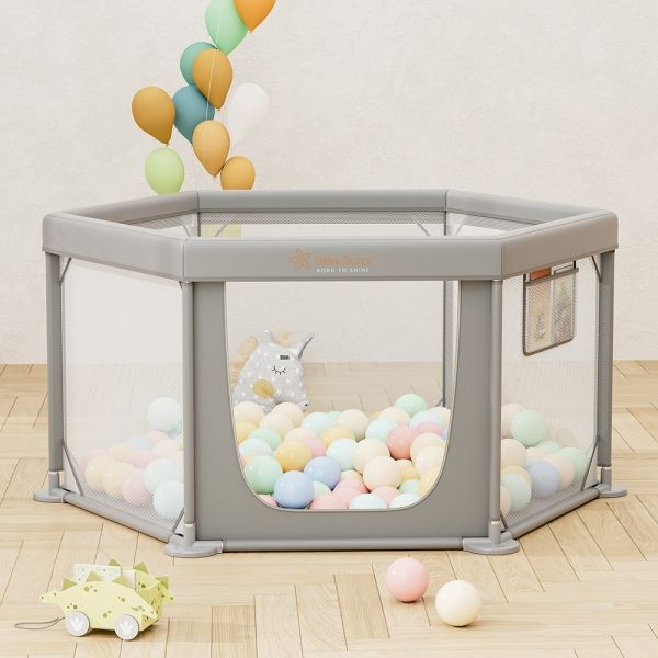 BEBE STARS Εξάγωνο Πάρκο Για Μωρά Nestile Grey 135×135cm