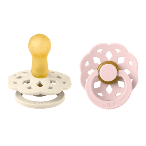 BIBS Σετ Στρογγυλές Πιπίλες Latex Boheme Ivory/Blossom (0-6 μηνών)