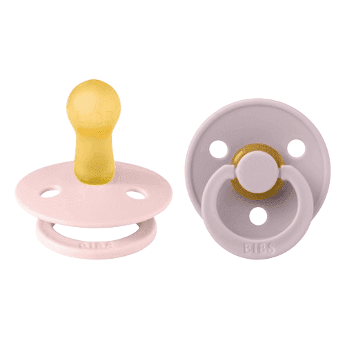 BIBS Σετ Στρογγυλές Πιπίλες Latex Colour Blossom/Dusty Lilac (6-18 μηνών)