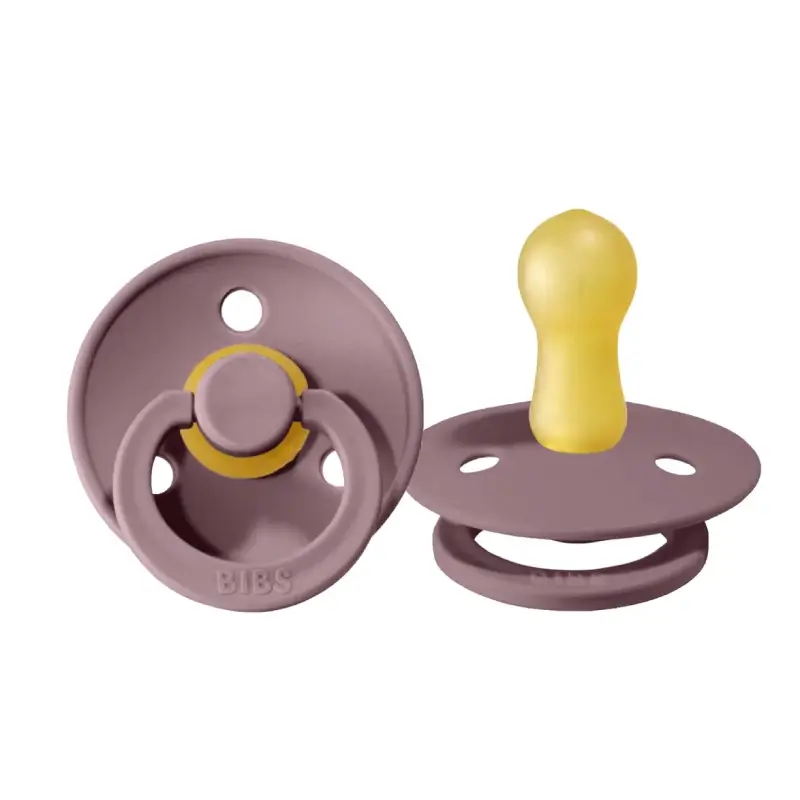 BIBS Σετ Στρογγυλές Πιπίλες Latex Colour Heather/Heather (6-18 μηνών)