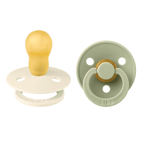 BIBS Σετ Στρογγυλές Πιπίλες Latex Colour Ivory/Sage (18+ μηνών)