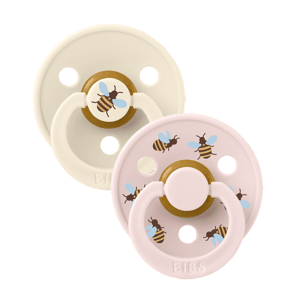 BIBS Σετ Στρογγυλές Πιπίλες Latex Studio Colour Bumblebee Ivory Mix (0-6 μηνών)