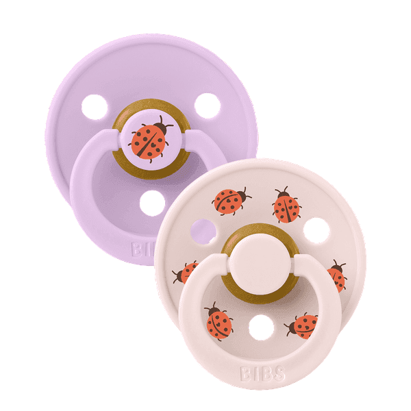 BIBS Σετ Στρογγυλές Πιπίλες Latex Studio Colour Ladybug Violet Sky Mix (0-6 μηνών)