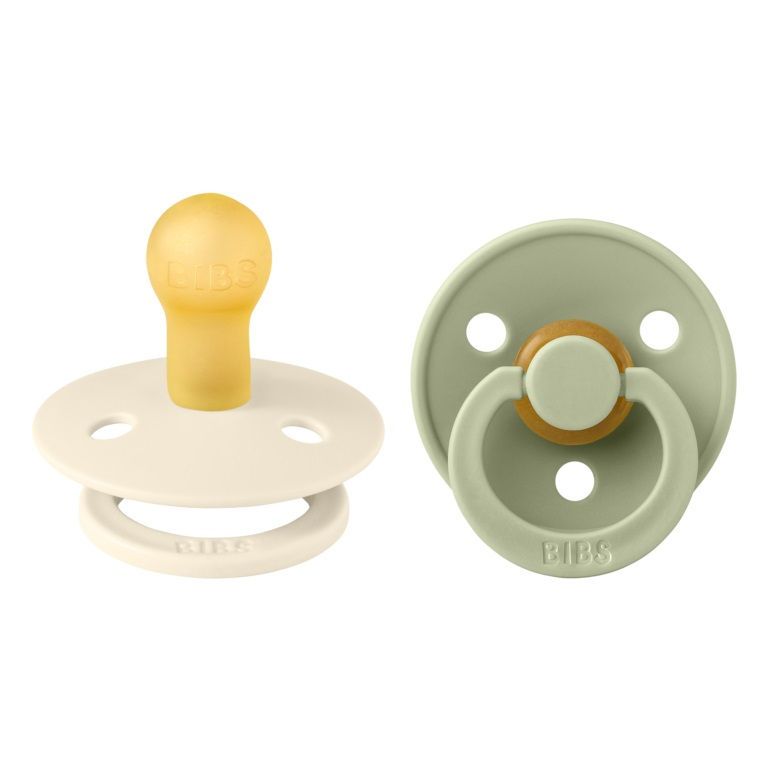 BIBS Σετ Στρογγυλές Πιπίλες Latex Colour Ivory/Sage (0-6 μηνών)