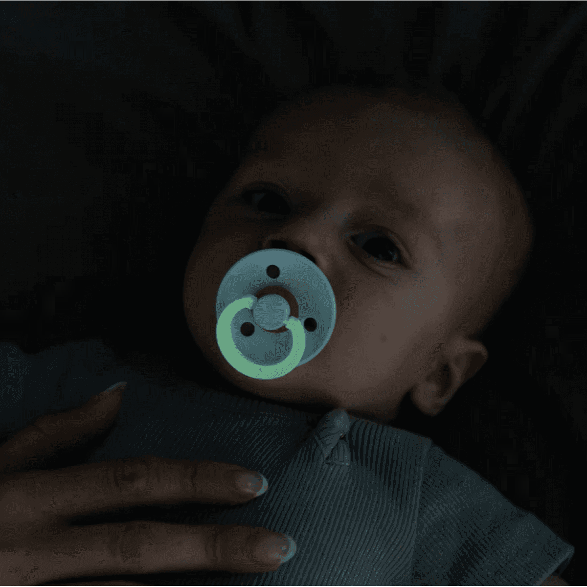 BIBS Σετ Στρογγυλές Πιπίλες Latex Colour Petrol/Deep Space Glow (0-6 μηνών)