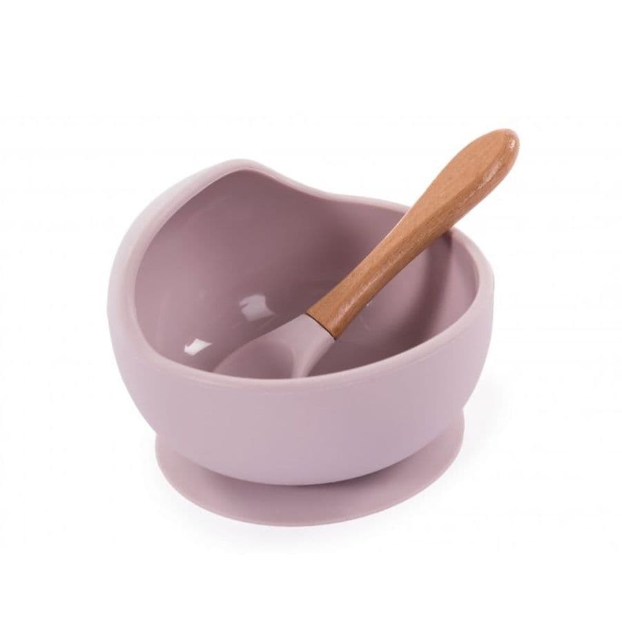 BO JUNGLE Μπωλ Φαγητού Σιλικόνης Mε Βεντούζα & Κουταλάκι Pink (4+ μηνών)