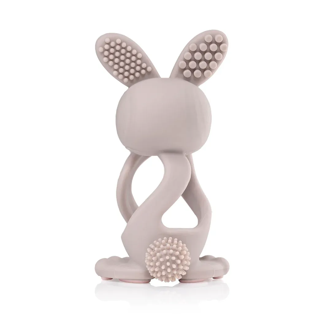 BRUSH BABY Ορθοδοντικό Μασητικό Σιλικόνης Πολλαπλών Υφών Λαγουδάκι Cappuccino (0+ μηνών)
