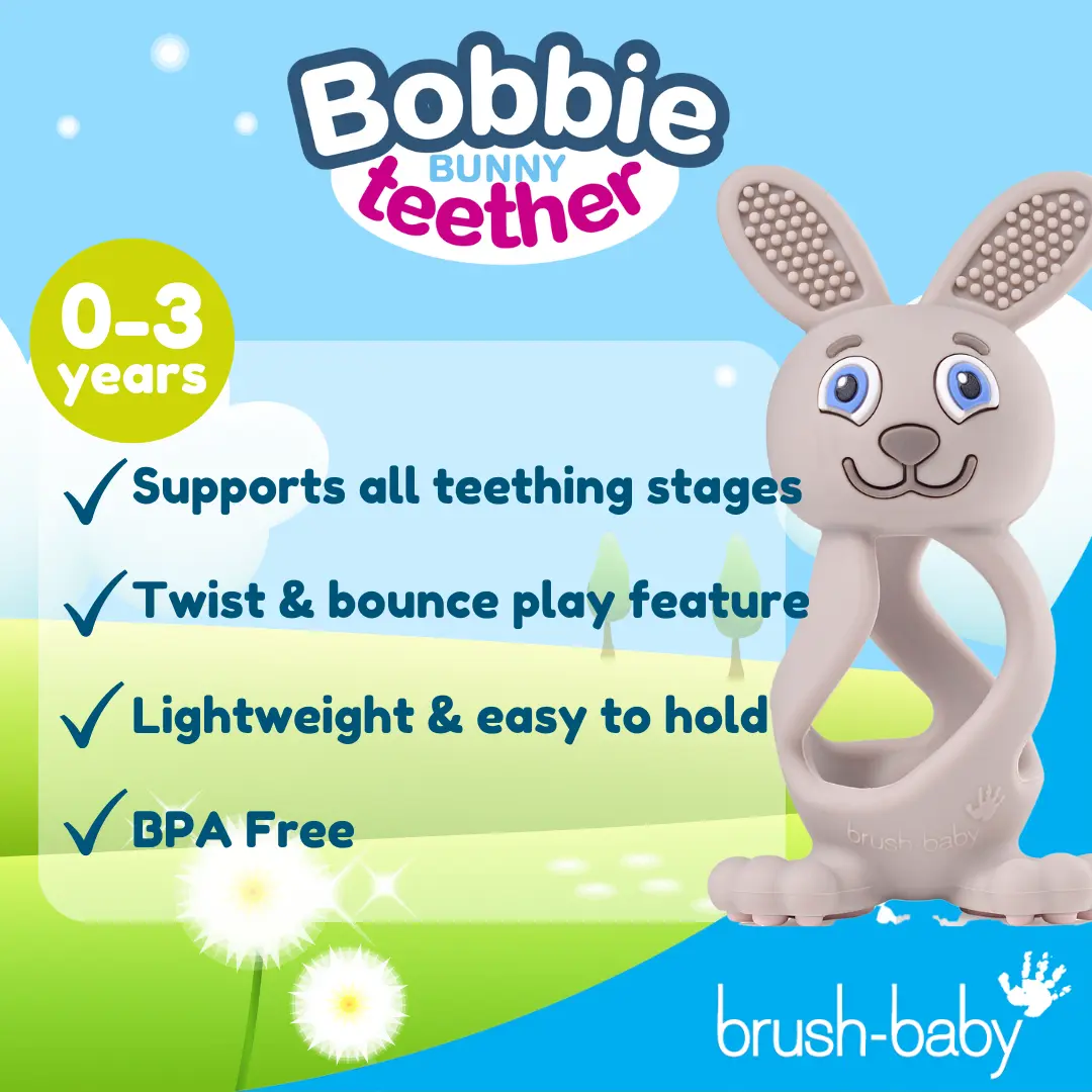 BRUSH BABY Ορθοδοντικό Μασητικό Σιλικόνης Πολλαπλών Υφών Λαγουδάκι Cappuccino (0+ μηνών)