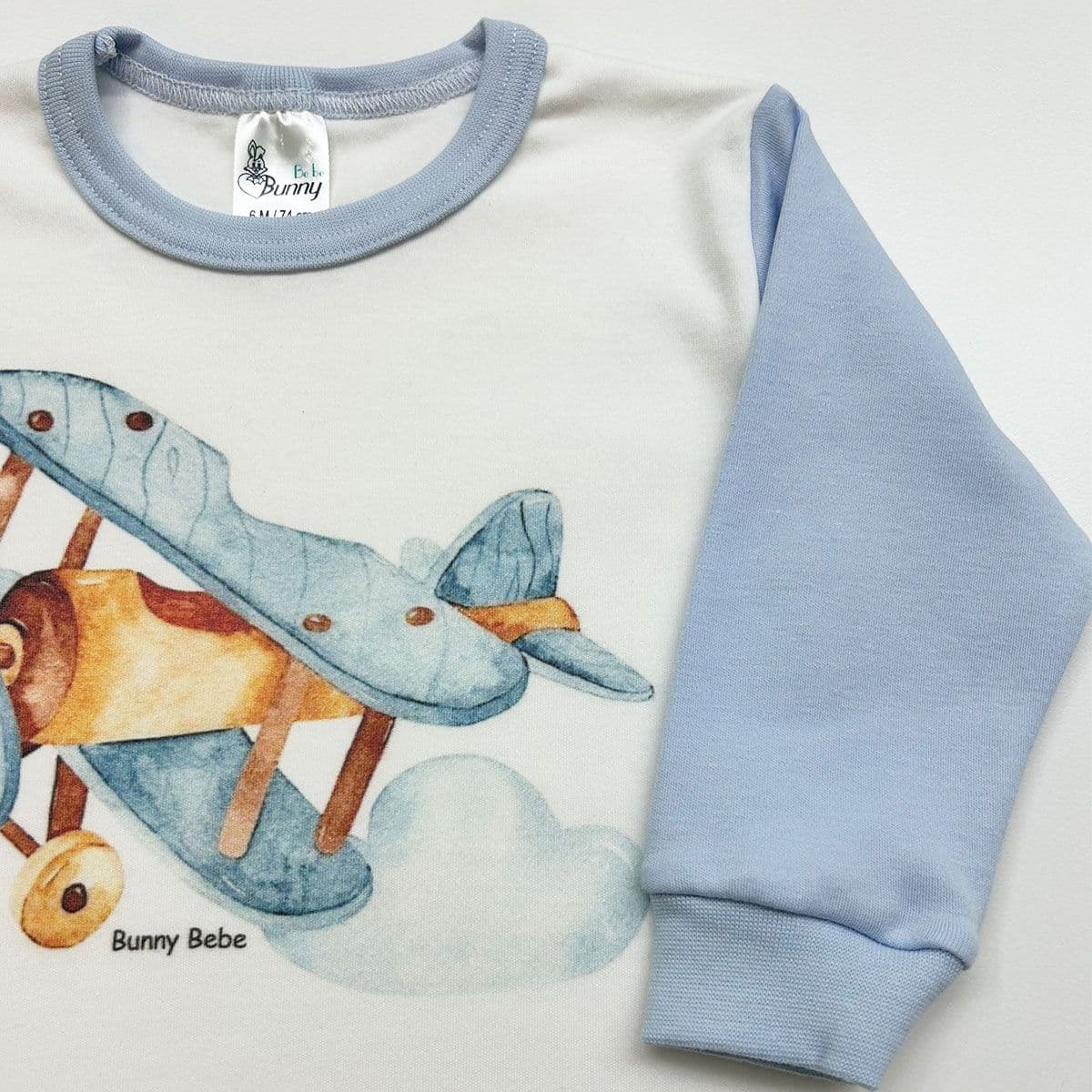 BUNNY BEBE Βρεφικές Πιτζάμες Για Αγόρι Αεροπλάνο Μπλε