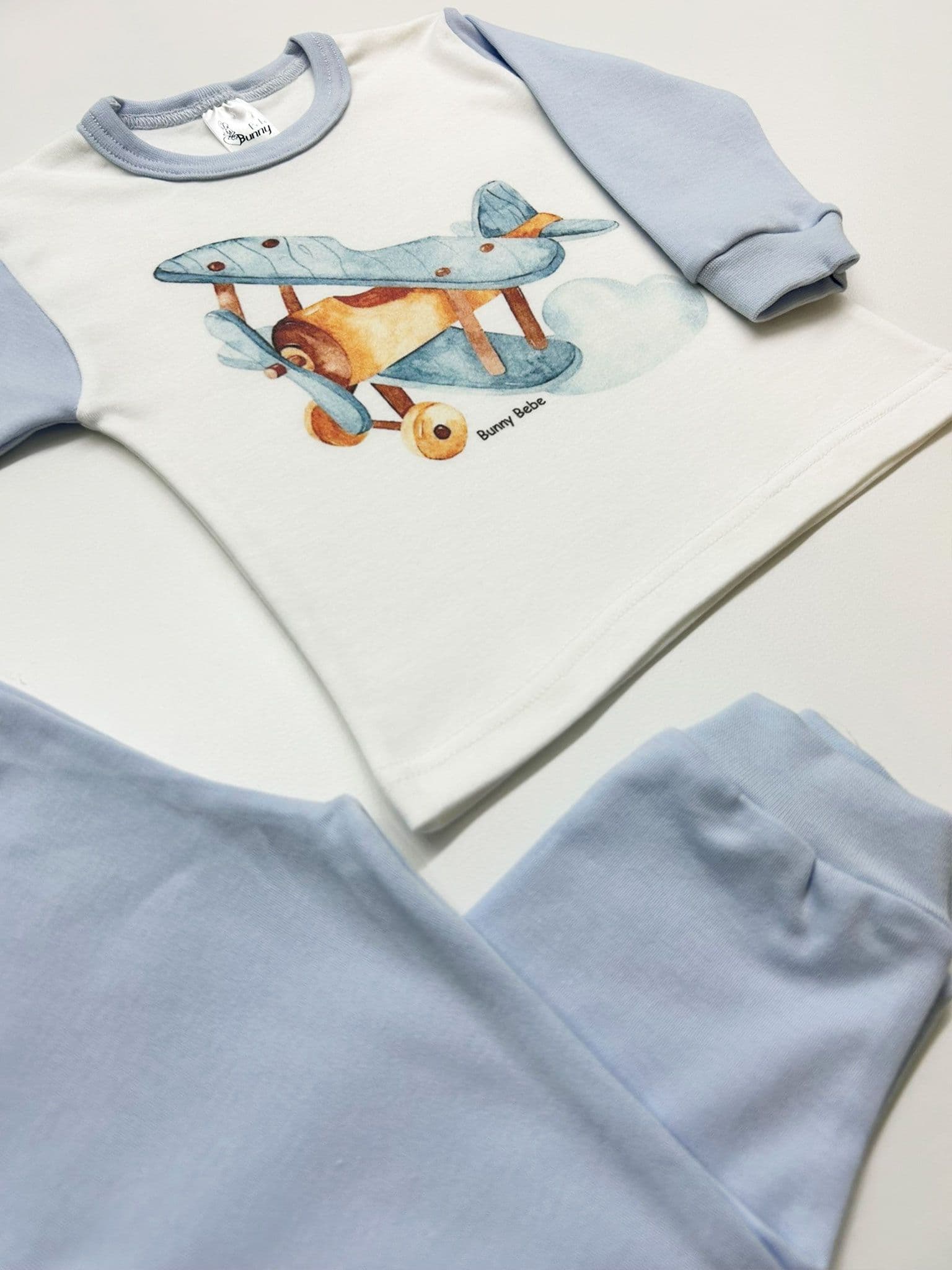 BUNNY BEBE Βρεφικές Πιτζάμες Για Αγόρι Αεροπλάνο Μπλε