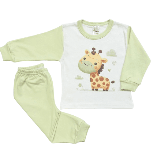 BUNNY BEBE Βρεφικές Πιτζάμες Καμηλοπάρδαλη Λαχανί