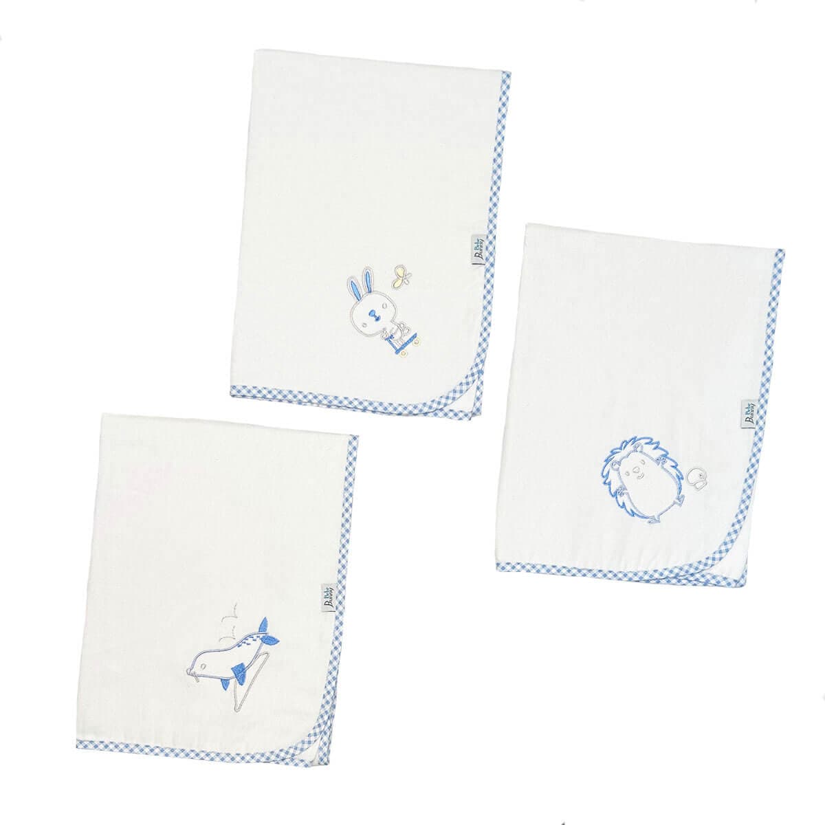 BUNNY BEBE Πάνα Αγκαλιάς Φανέλα Με Κέντημα Μπλε