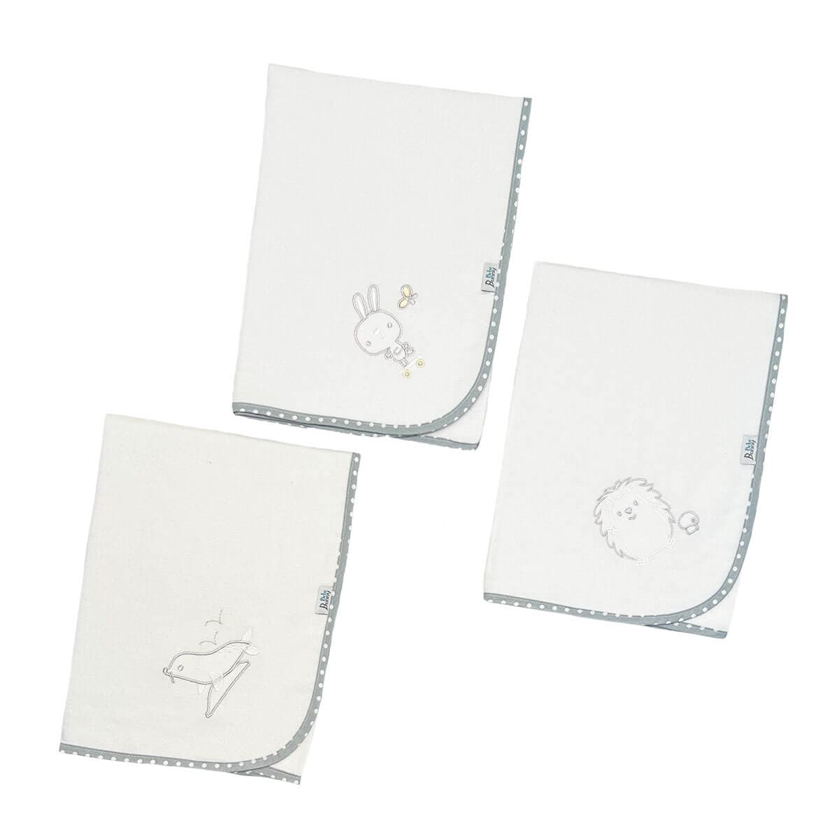 BUNNY BEBE Πάνα Αγκαλιάς Φανέλα Με Κέντημα Grey