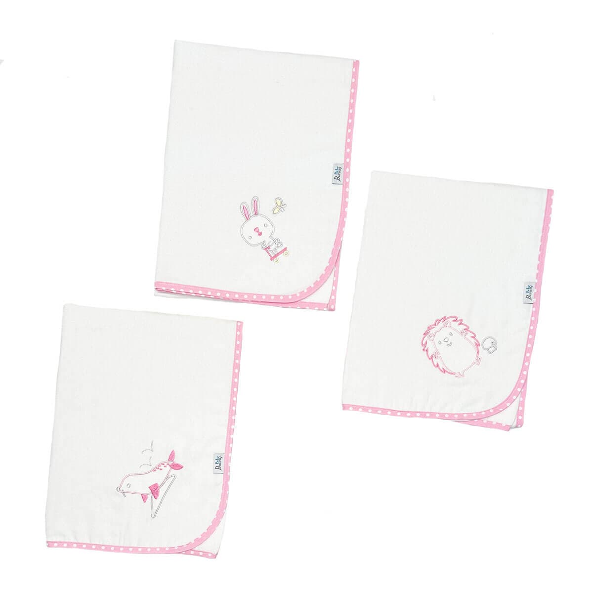 BUNNY BEBE Πάνα Αγκαλιάς Φανέλα Με Κέντημα Ροζ