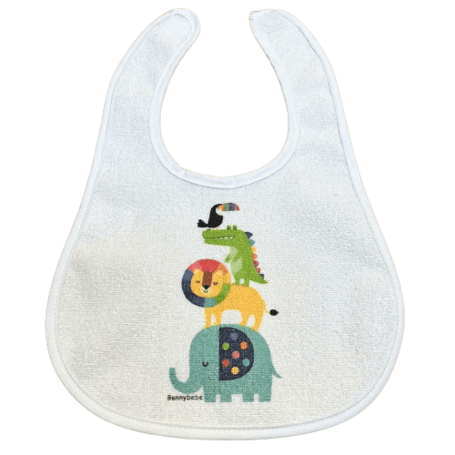BUNNY BEBE Πλαστικοποιημένη Μακρόστενη Σαλιάρα Πετσετέ Με Velcro Animals (4+ μηνών)